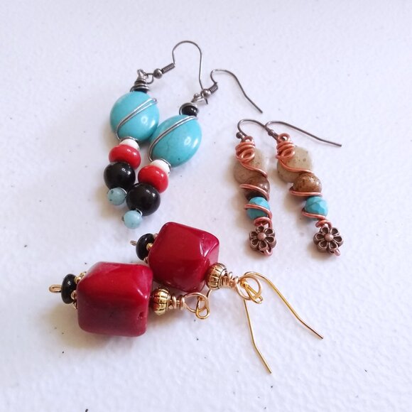 3 Pairs of Handmade Earrings! Hostess Gifts ~ Gift Exchange ~ Winter Birthdays - Picture 14 of 14